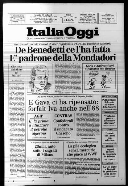 Italia oggi : quotidiano di economia finanza e politica